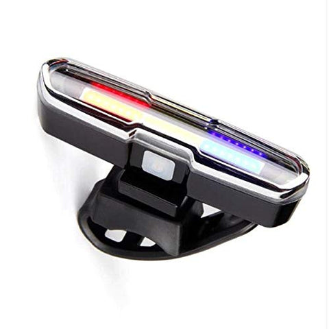 Image of Dark Horse® Bicycle New Tail Light with 3 Colors Red, Blue & White LED Light 6 Mode USB Rechargeable