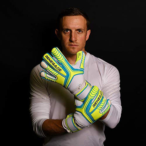Image of Renegade GK Vulcan Surge Hybrid Cut with Grip Soccer Youth Goalkeeper Gloves with Pro Finger Saves (Size 9, Medium)