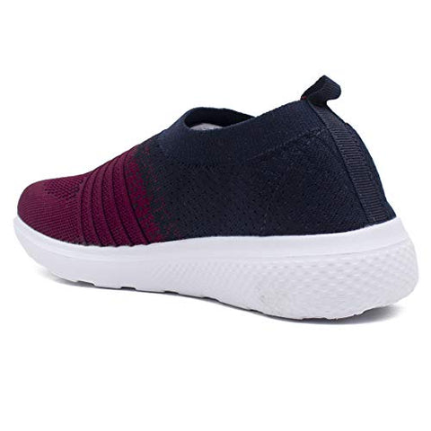 Image of ASIAN Women's Elasto-02 Maroon Knitted,Sports,Walking,Slipon Shoes UK-5