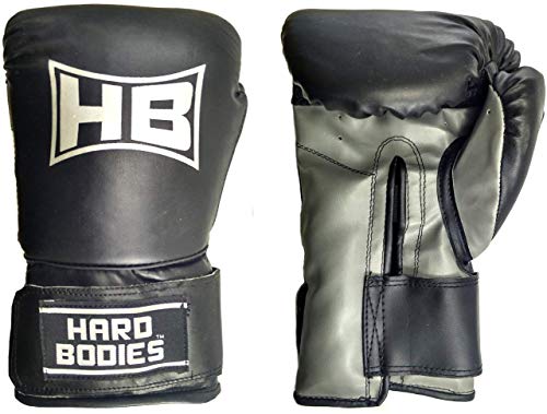 HB Hard Bodies Combo 10-A Synthetic Leather Black Punching Bag, Filled, Boxing Gloves, Heavy Chain