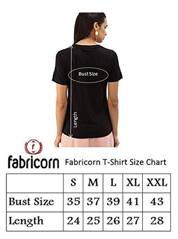 Image of Fabricorn Stylish Plain Black Printed Cotton Tshirt for Women (Black, Large)