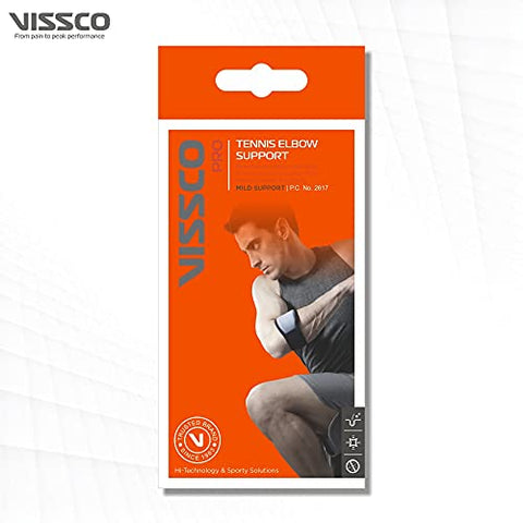 Image of Vissco Tennis Elbow Support, Pain Relief Belt, Provides an ideal compression to the strained muscles of the elbow for Men & Women-Put it for Tennis Elbow, Pain & Tenderness of Forearm -Universal(Grey)