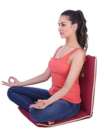 Image of URBAN KINGS Padded Floor Chair with Adjustable Backrest, Comfortable, Semi-Foldable, and Versatile, for Meditation, Seminars, Reading, TV Watching Or Gaming, Elegant Design (Standard, Maroon)