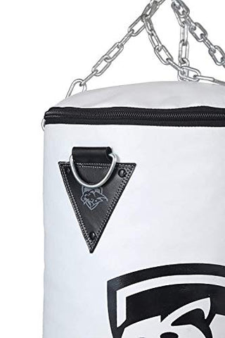 Image of IWIN Our Unfilled White Black Heavy PU Punch Bag Boxing MMA Sparring Punching Training ick Boxing MuDay Thai with Hanging Chain, Boxing Gloves and Hand Wraps (3 Feet)