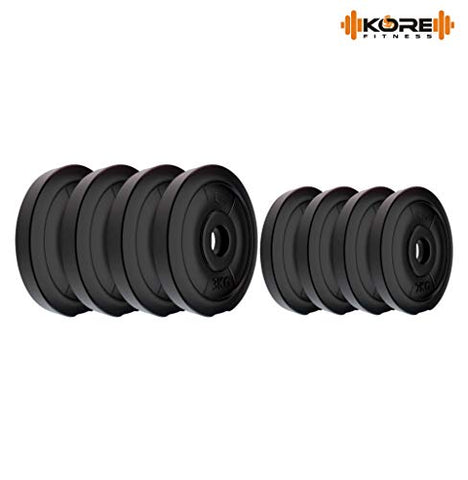 Image of Kore PVC-Dm 16 Home Gym Dumbbells Kit (20 Kg, 3Kg X 4 Plates + 2Kg X 4 Plates), Black