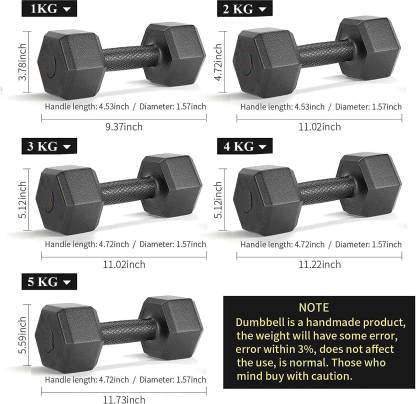 Image of CORSO PVC Hex Dumbbells For Men & Women Strength Training Set 1kg 2kg 3kg 4kg 5kg Pair Hex Dumbbells Set (4KG/PAIR)