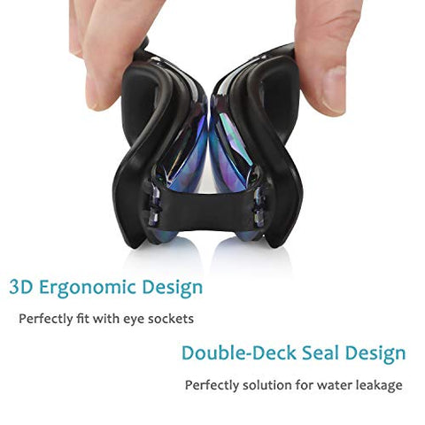 Image of AEGEND Mirrored Swimming Goggles 2.0 No Leaking Anti Fog UV Protection Triathlon Swim Goggles Mirrored Coated with Free Protection Case for Adult Men Women Youth Kids Child, Black