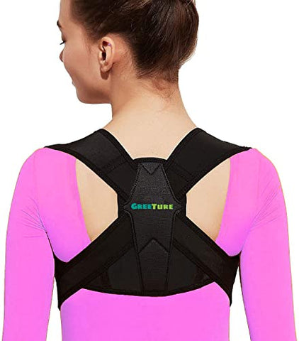 Image of GREETURE Posture Corrector for Women and Men, Adjustable Upper Back Brace, Breathable Back Support straightener, Providing Pain Relief from Neck, Shoulder, and Clavicle, Back Straight Belt (Free Size)
