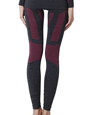 Image of YOOY Women's Ski Thermal Underwear Set Quick Dry Funktion Activewear Ladies Sports Long Sleeve Outdoors Shirts and Pants Rose XL