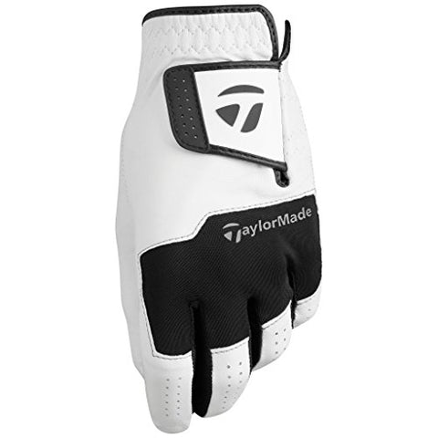 Image of TaylorMade Stratus All Leather Cadet Glove (White/Black, Right Hand, Large), White/Black(Large, Worn on Right Hand)