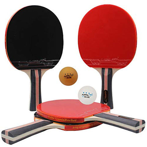Image of MAPOL Premium Anywhere Ping Pong Paddle Set,Quality Table Tennis Paddle Set,Included 4 Advanced Paddles,8 Pack 3-Star Balls,Retractable Net, Portable Storage Bag