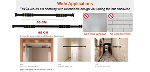 Image of GOCART WITH G LOGO Nonslip Carbon Steel Doorway Gym Bar, Pull-up Bar for Home, Mountable, Adjustable in Length, (Green, Size 63-95)