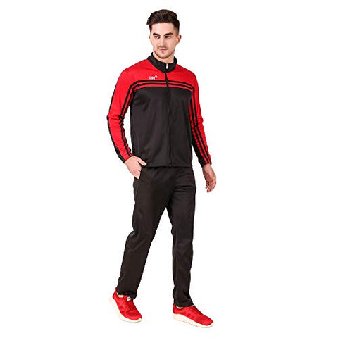 Image of Pro Sports Track Suit for Men Full Zip Running Jogging Athletic Sports Jacket and Pants Set Red/Black