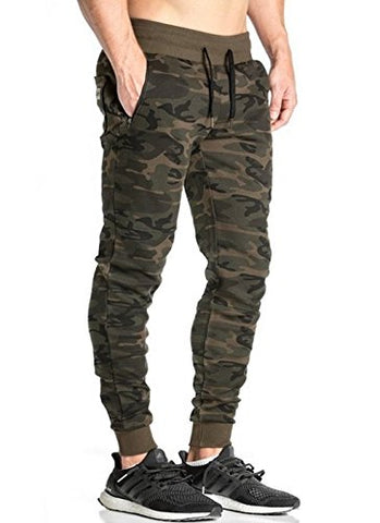 Image of Peppyzone Men's Camouflage Regular Fit Track Pant (L, Dark Green)