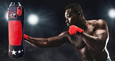 Image of LEW 4 FT Retro Two Tone Koskin Leather Heavy Bag Leather Punch Bag Boxing MMA Sparring Punching Training Kick Boxing Muay Thai with Hanging Chain