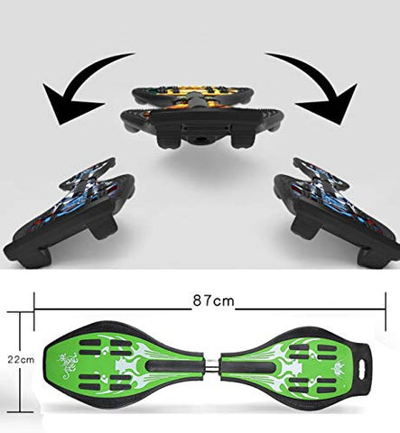 Image of Toyify Alloy Heavy Duty Two Wheel Flash Colorful Lights on Wheels Skate Board for Unisex (Gold, Blue, 33”x 8” x 9)