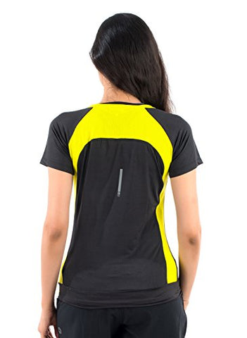 Image of TRUEREVO Women's T-Shirt (161126MBLKCYLW_S_Black & Yellow_Small)