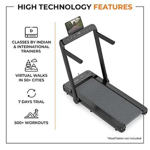 Image of Flexnest 2-in-1 Smart Foldable Treadmill-2 Displays, Bluetooth Speaker, Installation-Free, App/Remote Control & Free-Classes and Virtual Walks for Home, Office Walking and Running Pad Flexpad (Black)