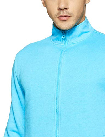 Image of Amazon Brand - Symbol Men's Cotton Blend Round Neck Sweat shirt (AW18MNSSW03I_Aqua Blue_Small_Aqua Blue_S)