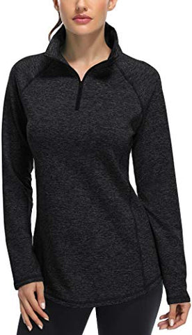 Image of Miusey Activewear for Women,1/4 Zipper Polo Shirts Ladies Cool Workout Tops Loose Fitting Cozy Soft Hiking T Shirt Dri Fit Yoga Breathable Sport Exercise with Leggings Black2 XXL