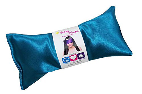 Image of Happy Wraps Lavender Eye Pillow - Weighted Hot Cold Aromatherapy Lavender Eye Pillows for Yoga Sleeping Migraines Pain Stress Relief - Gifts for Christmas, Employees, Women - Free Eye Mask - Teal