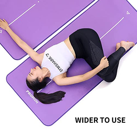 Image of NBR Yoga Mat 1830×660×10 mm - PURPLE PROIRON Pilates Mat Edge Protection Non-Slip Yoga Mat Exercise Extra Thick Foam Mat Fitness Workout Mats Home Gym with Carrying Strap