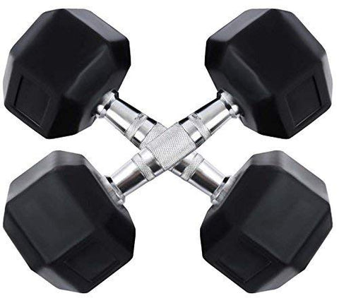 Image of Body Maxx 78005 Rubber Dumbbell Set, 5Kg Pack of 2 (Black)