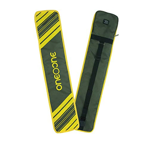 Image of One O One - Lines Collection Single Compartment Military Green + Yellow Print Padded Full Cricket Bat Cover/Cricket Kitbag