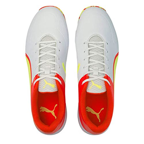Image of Puma Men's Red, Yellow & White Cricket Shoe- 10 UK
