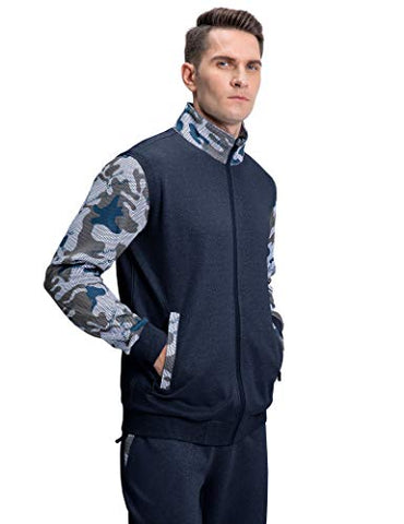 Image of MAGNIVIT Men's 2 Piece Tracksuit Set Athletic Sports Casual Full Zip Active wear Blue