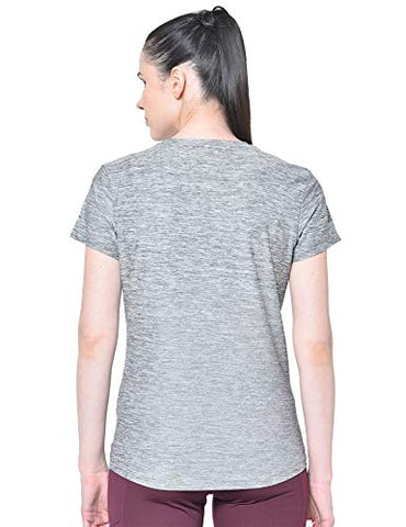 Image of CHKOKKO Round Neck Half Sleeve Yoga Sports Dryfit Active Wear Gym Tshirt for Women Grey XL