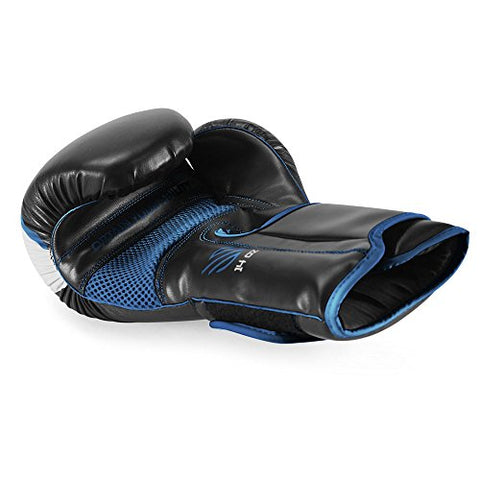 Image of Sanabul Essential Gel Boxing Kickboxing Training Gloves (Black/Metallic Blue, 10 oz)