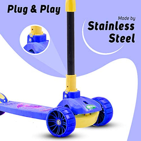 Image of GoodLuck Baybee Skate Scooter for Kids, 3 Wheel Kids Scooter Smart Kick Scooter with Fold-able & Height Adjustable Handle, Runner Scooter (Smart Blue)