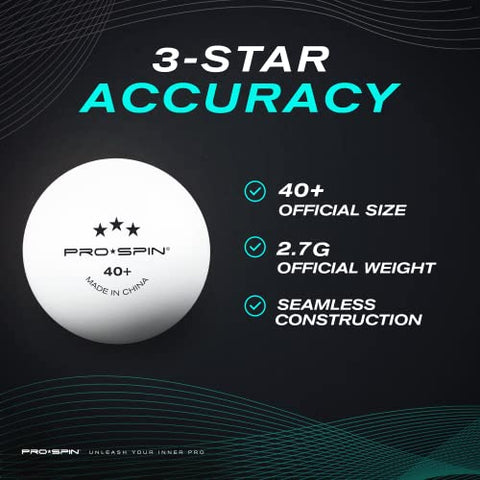 Image of PRO SPIN Ping Pong Balls - White 3-Star 40+ Table Tennis Balls (Pack of 24) | High-Performance ABS Training Balls | Ultimate Durability for Indoor/Outdoor Ping Pong Tables, Competitions, Games