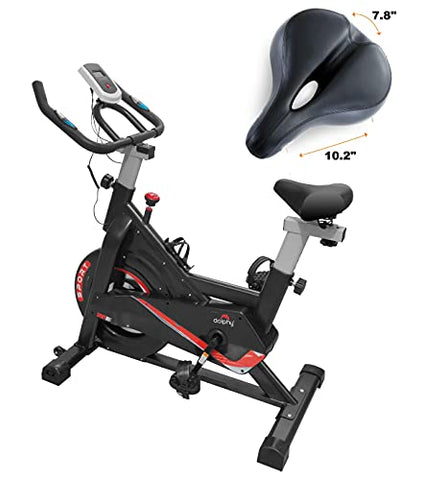 Image of DOLPHY DGBCL0003 ABS-Sprayed Steel Exercise Spinning Cycling Bike, Red & Black