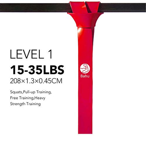 Image of Bahu Premium Pull up Assist Resistance Bands with Carry Bag for Exercise| Gym | Best for Power Workout-Yoga Stretch Mobility for Men and Women (Red )
