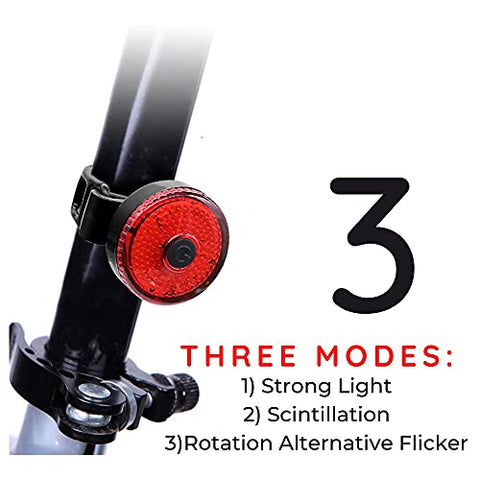 Image of FABSPORTS Aluminum USB Rechargeable LED Bike/Bicycle Light Set, High Bright Front Light and Back Light, 3 Light Modes, Portable, Waterproof Headlamp (Black)