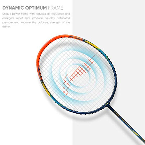 Image of Li-Ning G-Force 3700 Superlite (AYPQ088-5) Carbon Fiber Strung Badminton Racquet (Navy/Orange) with Free Full Cover, Set of 1