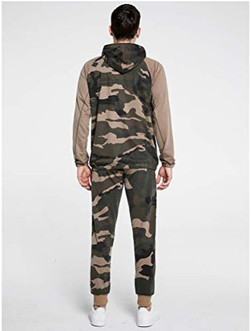Image of PASOK Men's Casual Tracksuit Set Long Sleeve Full-Zip Running Jogging Athletic Sweat Suits, Khaki, Small