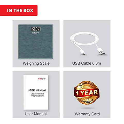 Image of Healthgenie Digital Weight Machine, Weighing Machine For Human Body Digital Weighing Scale, With USB Charging & 1 Year Warranty (Dark Grey).