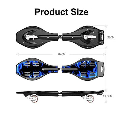 Image of Toyify Alloy Heavy Duty Two Wheel Flash Colorful Lights on Wheels Skate Board for Unisex (Gold, Blue, 33”x 8” x 9)