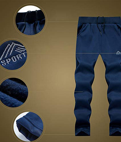 Image of AOTORR Men's Tracksuit Athletic Sports Casual Full Zip Warm Jogging Sweatsuit Black XL