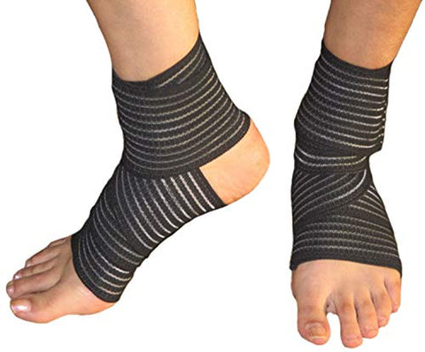 Image of TIMA 1117 Polyester Elastic Knee Compression Bandage Wraps Support for Legs, Thighs, hamstrings Ankle & Elbow Elastic Compression Wraps Perfect for Squats, Powerlifting (Pack of 2, Black)