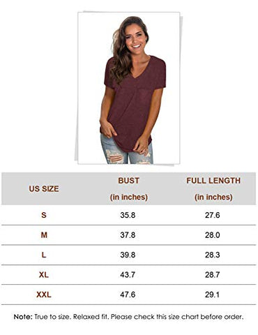 Image of WEESO Womens T Shirts V Neck Tops Short Sleeve Ladies Summer Tunic Loose Fit Tee Coral XXL