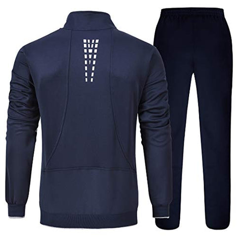 Image of YSENTO Mens Tracksuits Gym Jogging Suits Sports Casual Sweatsuits Full Zip Navy Grey XXL