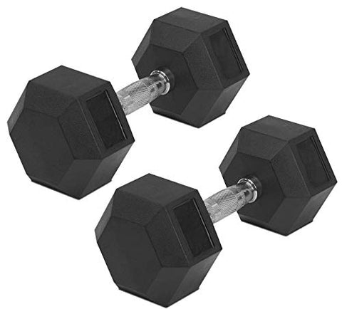 Image of FratiiSingh J MARQUE Rubber Coated Professional Hex Dumbbells (Black, 2.5 kg x 2 Pieces = 5 kg)