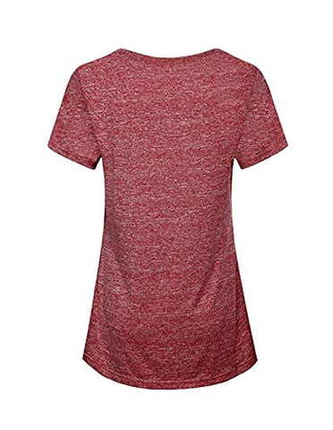 Image of Kimiee Women's Short Sleeve Yoga Tops Quick Dry Activewear Sports Top Workout Running T Shirt (Red, S)