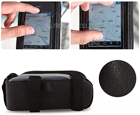 Image of Xianco Polyester Bicycle Front Bag – Waterproof Cycle Mobile Holder Bag with PVC Touch Screen 6 inch Phone