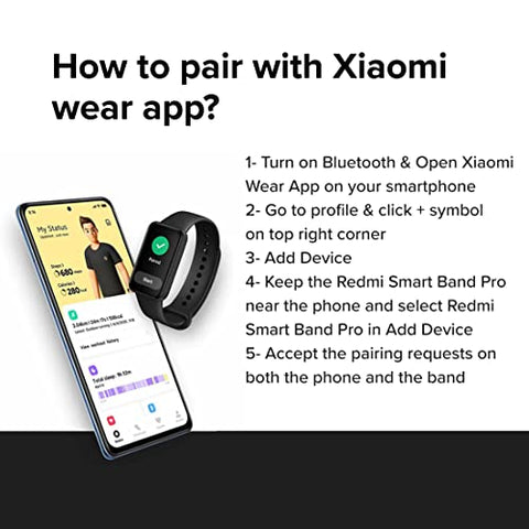 Image of Redmi Smart Band Pro SportsWatch- 1.47” Large AMOLED Display, Always On Display, Continuous Sleep, HR, Stress and SPO2 Monitoring, 110+ Sports Modes, Women’s Health, 5ATM, 14 Days Battery Life, Black