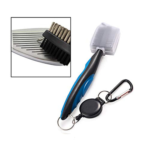 Image of XinTan Tiger Golf Club Brush Groove Cleaner with Retractable Zip-line and Aluminum Carabiner Cleaning Tools (Blue)